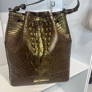 Brahmin Marlowe Iridescent Crocodile-Embossed Satchel